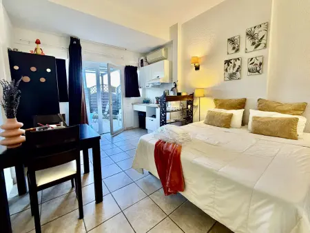 Studio calme avec terrasse, piscine, proche plages et centre, climatisation - Photo 2
