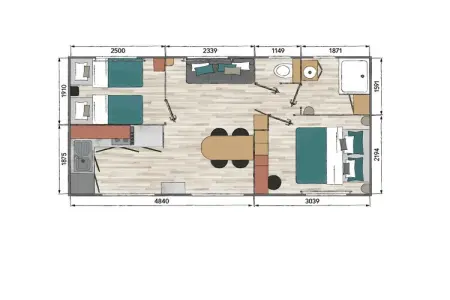 Camping L'Air Marin Vias-Plage  Mobilhome PLAYA 3CH, Camping Vias Caravan Park pour 6 personnes - Photo 28