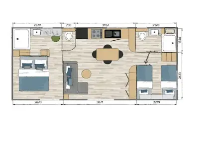 Camping L'Air Marin Vias-Plage  Mobilhome TULUM 2CH, Mobil-home Relaxed Vias pour la famille - Photo 28