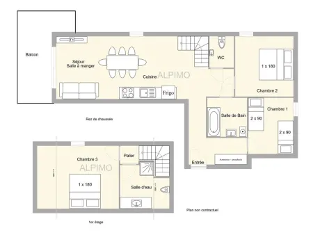Duplex 4 pièces avec piscine intérieure, parking, 8 pers, proche Les Saisies - Photo 2