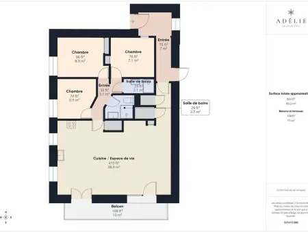 Superbe appartement skis aux pieds 80m², WIFI, parking, 8 pers - Photo 15