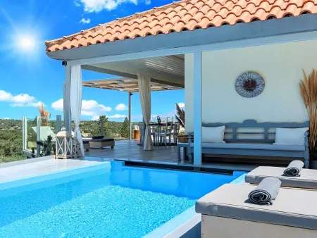Olivengrüne Villa mit privatem beheiztem Pool, Maison 8 personnes à Agios Nikolaos (Crete) - Photo 25