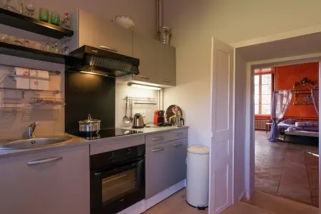 Chambre Rouge, Vieux château à Chaleix avec piscine commune - Photo 5