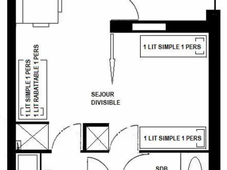 Studio divisible pour 3 pers, prox commerces et pistes, parking gratuit, balcon - Photo 8