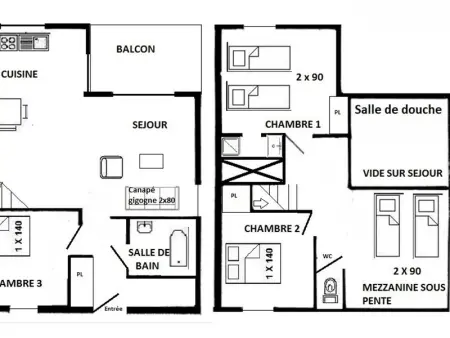 Appartement skis aux pieds, 4 pièces avec mezzanine, balcon, pour 10 pers - Les Saisies - Photo 2