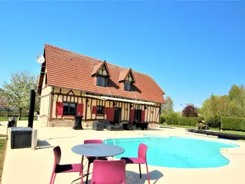 Gite à Claville Motteville,Grande maison normande avec piscine chauffée, jacuzzi, tennis et parc d'attractions à proximité FR-1-441-692 N°834327