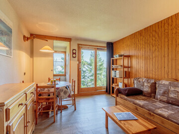 Location Appartement à La Plagne,Studio cabine calme, 100m pistes, vue Mont Blanc, terrasse, 3 pers, animaux ok, skis, parking prox. FR-1-353-6 N°895042