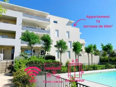 Wohnung in Sète, Superbe 4 pièces avec terrasse, clim, piscine et parking à Sète - L905301