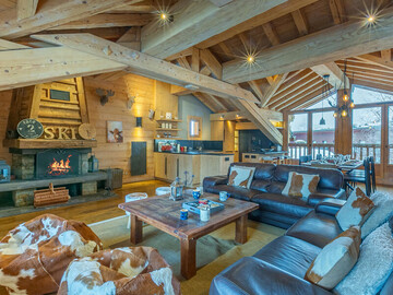 Location Chalet à Val d'Isère,Chalet haut de gamme aux très beaux volumes dans une atmosphere montagne chaleureuse avec cheminée et sauna FR-1-694-14 N°998551
