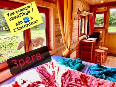Appartement à La Chapelle Cécelin, Roulotte au cœur de la nature avec wifi et proximité équestre - L1076452