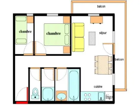 Appartement 6 personnes ski avec balcon et parking - Photo 4