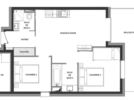Appartement 3 pièces, 2 salles de bain, près des pistes, animaux acceptés - Photo 3