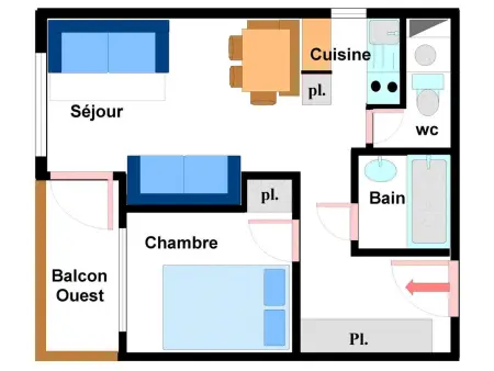 Appartement chaleureux à 300m des pistes, 5 personnes, balcon, draps, parking - Photo 5