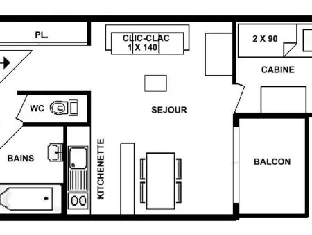 Studio cabine Les Saisies, 4 personnes, central avec balcon - Photo 2