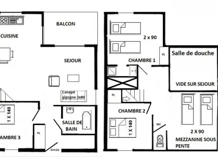 Appartement 4 pièces Mezzanine Les Saisies 10 pers - Photo 2