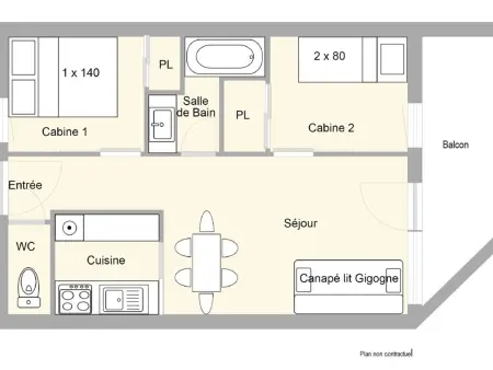 À deux pas des pistes : Appartement 2 pièces cabine à Crest-Voland – 4-6 pers. - Photo 23