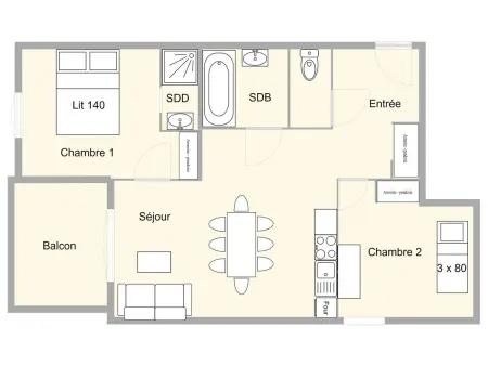 Appartement 3 pièces pour 7 pers. avec balcon et parking aux Saisies - Photo 2