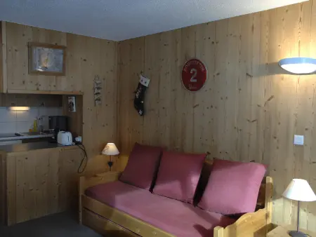 Studio cabine sud, 4 pers, balcon, casier à skis - Photo 1