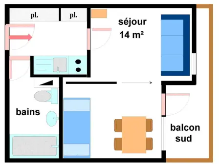 Studio 3 pers. au pied des pistes avec balcon exposé sud, draps fournis, proche commerces - Photo 4