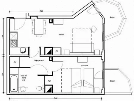 Appartement 2 pièces avec balcon et accès skis aux pieds, 5 personnes - Photo 7